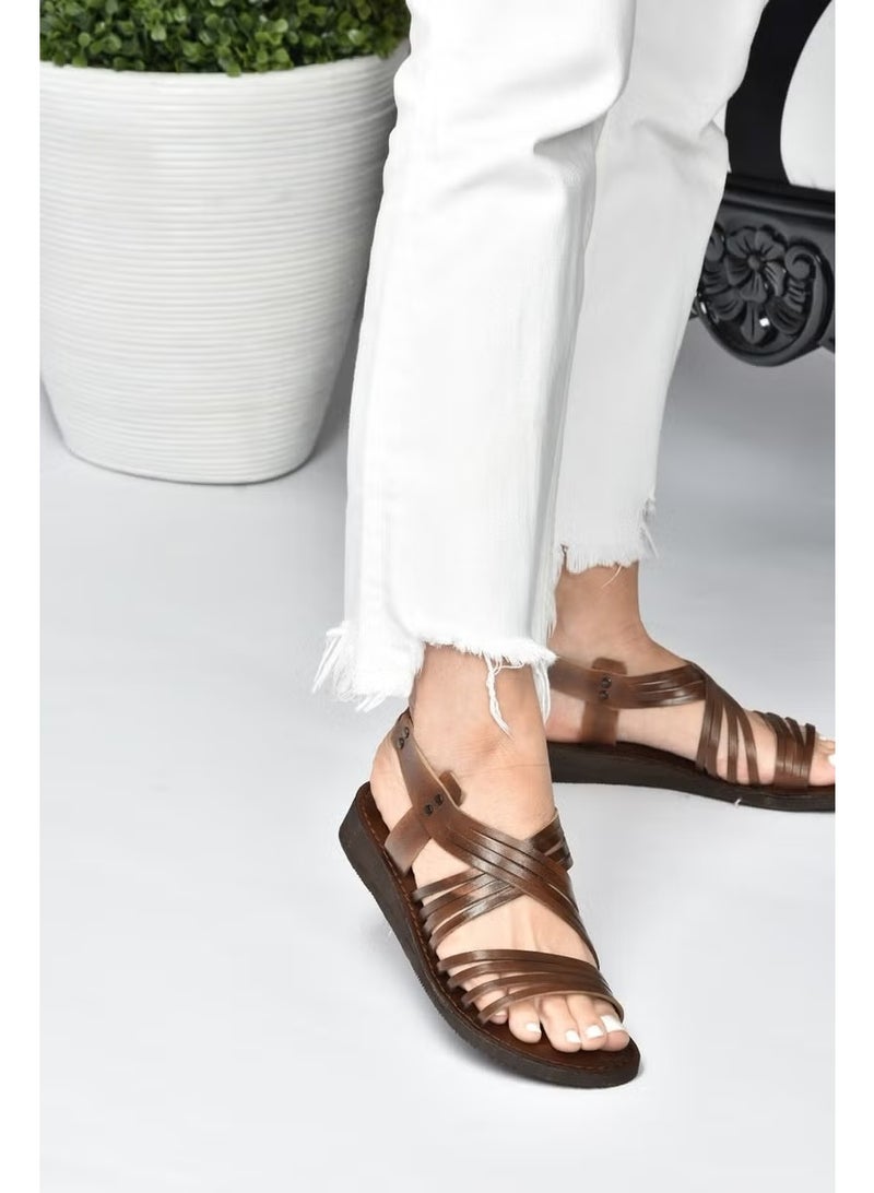 Fox Shoes Tobacco Genuine Leather Women's Sandals K374680503 - Image 3